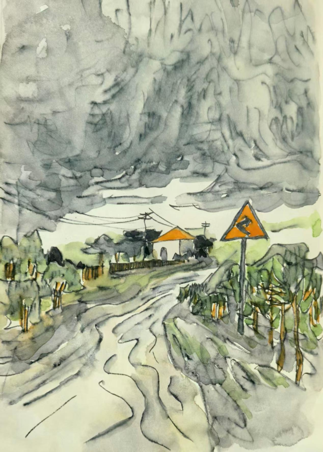 张江舟  贺兰山写生（之四）  20×30CM  2025年9月