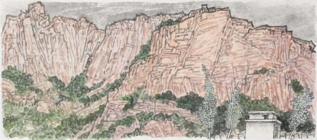 老圃贺兰山写生（之三）34×68CM2025年9月