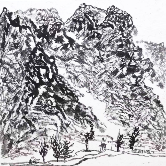 马海方  贺兰山写生（之八） 48×48CM  2025年9月